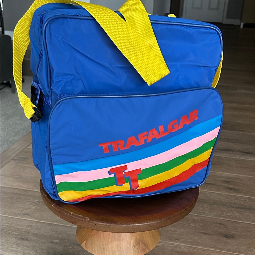 Trafalgar Blue Duffel Bag with Multicolor Stripes